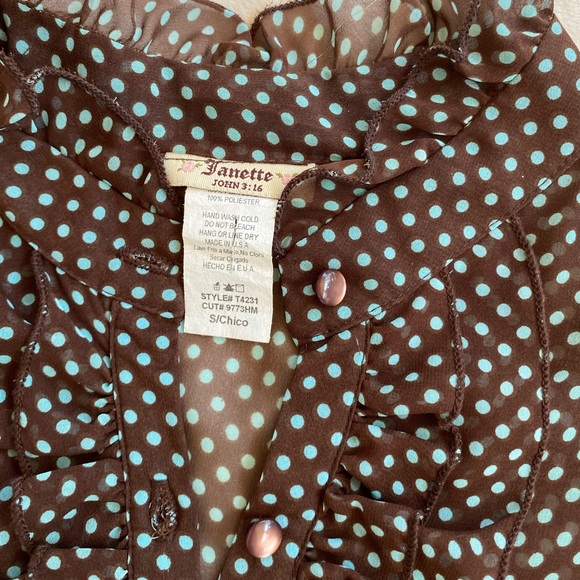 Vintage polka dot frilly blouse - Picture 3 of 3
